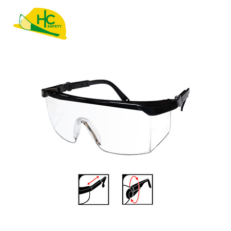Safety glasses with adjustable temples length and integrated lenses - Safety glasses with adjustable temples length